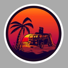 STICKER SURF SURFING SPORT VINTAGE VAGUE COMBI VW AUTOCOLLANT SD040