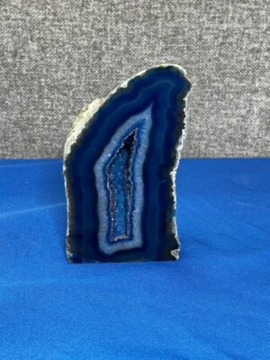 Natural Blue Agate Stone Geode - Large Bright Blue Stone