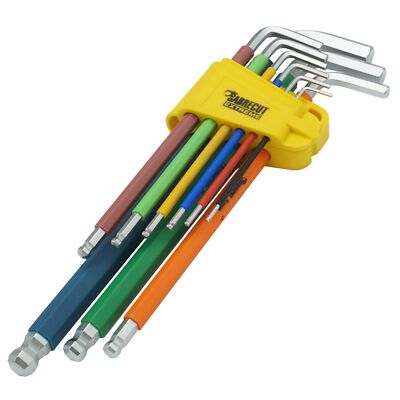 SabreCut extra lang Sechskant metrisch Schlüssel Set gemischte Farben Set 9tlg Wera Soft Grip