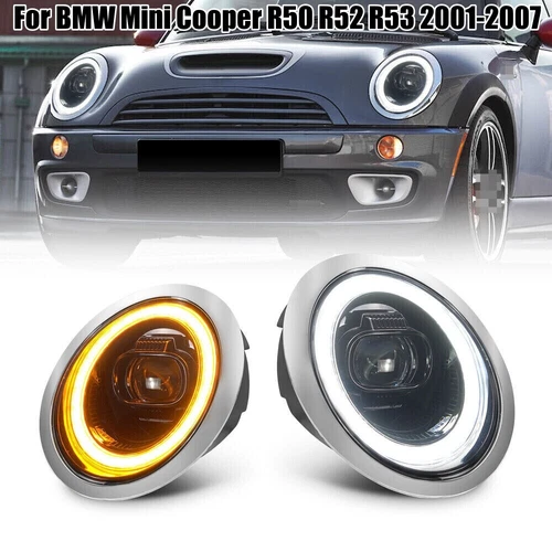 LED Projector Headlights Assembly For BMW Mini Cooper R50 R52 R53 2001-2007 L +R - Foto 1 di 17