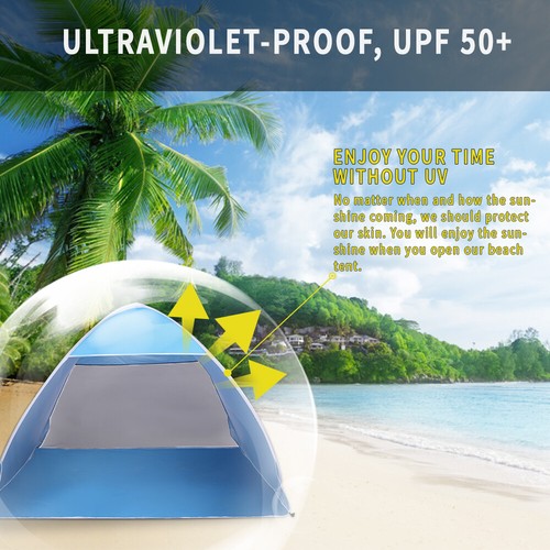 Strandzelt Pop Up Sonnenschutz Baldachin Schirm Schirm Automatik mit Handtasche blau - Bild 6 von 12