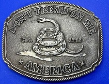 Don't Tread On Me America Gadsden Flag Snake Western Frame Belt Buckle Est 1775