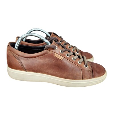 Ecco Soft 7 Sneakers Mens 7 / 7.5 EU 41 Brown Leather Low Top Comfort Shoes