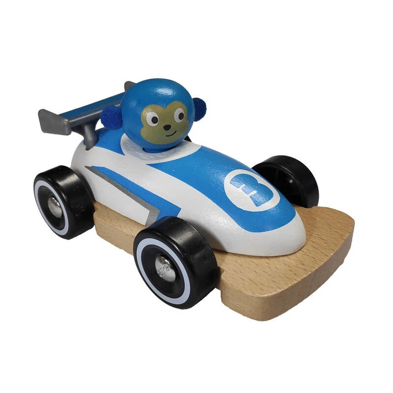 Hape E0486 Flitzer Fahrzeug "Rennwagen" blau/weiss Holz - Bild 1 von 1