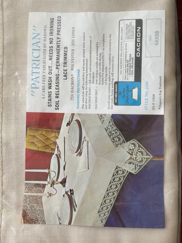 NOS Vintage Tablecloth Lace Bardwil PATRICIAN Dacron linen polyester 68X88" - Picture 4 of 8
