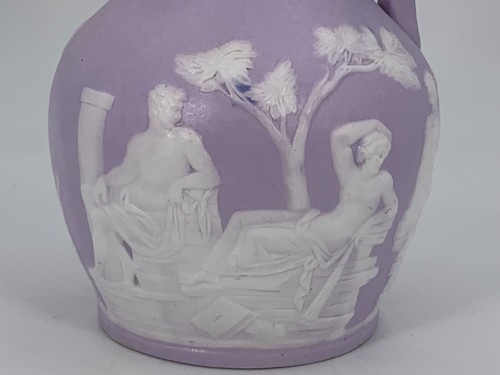 Antica brocca brocca Samuel Alcock gres lilla cherubini Inghilterra vittoriana - Foto 18 di 19