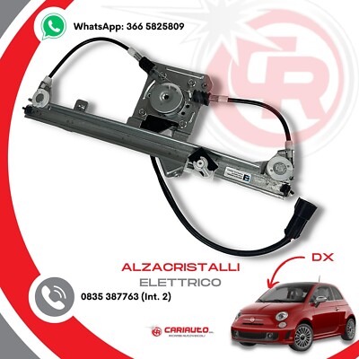 Alzavetro Elettrico Anteriore Destro Per Fiat 500 3 Porte Dal 2007 – Ricambio Non Originale, Lato Passeggero