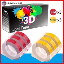 (3Red+3Yellow) LabelTape 3D Fit For Dymo 1595GYCP 1540 Dymo 814580