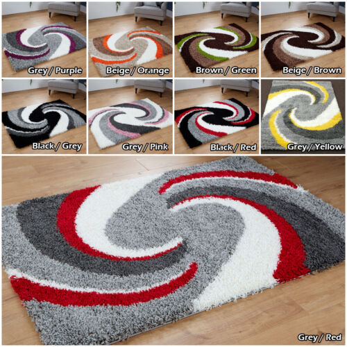 Fluffy Large Shaggy Rugs Grey Silver 5cm Non Shed Bedroom Living Room Carpet Rug - Afbeelding 1 van 42