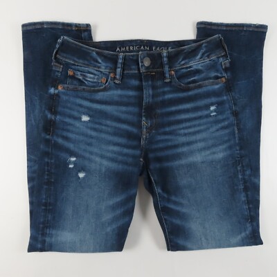 American Eagle Mens Jeans Size 28x30 Slim Low Rise Distressed Medium Wash Denim