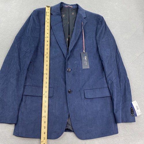 Tommy Hilfiger Jacket Mens 40L Blue TH Flex 2 Botton Corduroy Sport Coat Blazer - Picture 8 of 12
