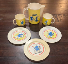 The Smurfs - Vintage 6 Piece Plastic  HG Toys  Play Dishes, Cups  Pitcher
