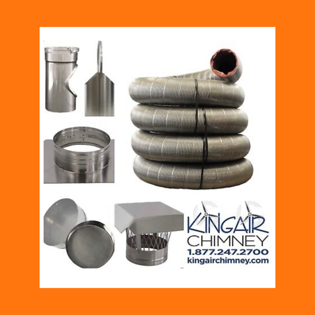CHIMNEY LINER KIT 7” x 25' w/ TEE STAINLESS STEEL w/ CAP EASY INSTALL