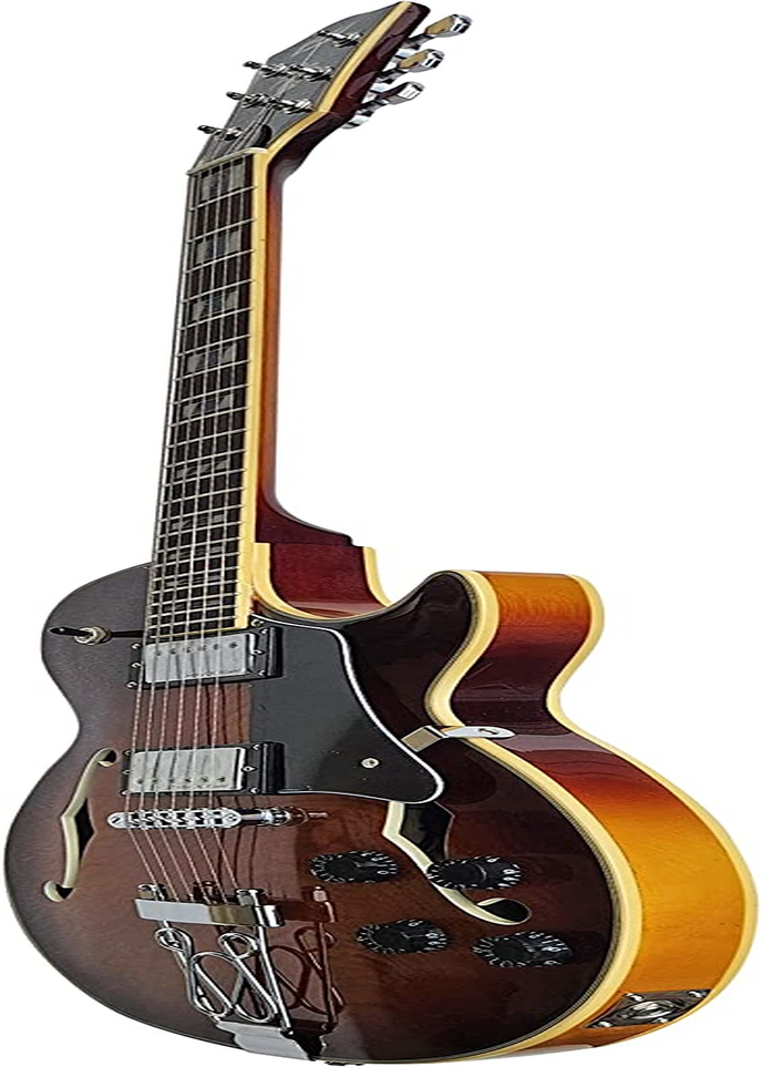 IYV IJZ300 TSB Jazz Solid HollowBody Electric Guitar, Tobacco