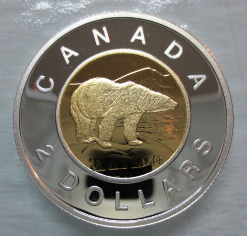2010 CANADA TOONIE PROOF SILVER WITH GOLD PLATE TWO DOLLAR COIN - A - Picture 1 of 2
