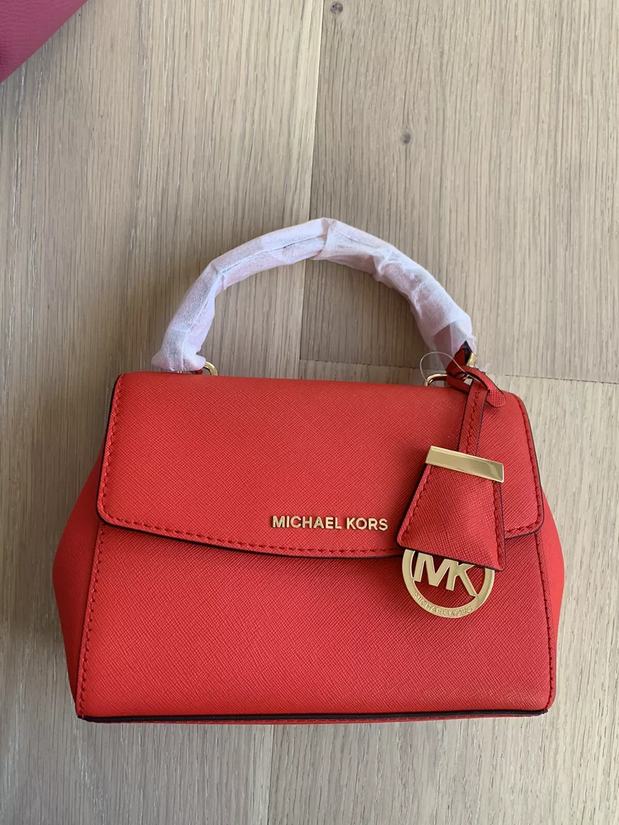 NWT Michael Kors Ava Extra Small Saffiano Leather Crossbody Bag Sangria Red