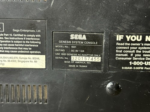 Sega Genesis Model 1601 Model 1 Konsole nur 16 Bit getestet & funktionsfähig - Bild 14 von 18