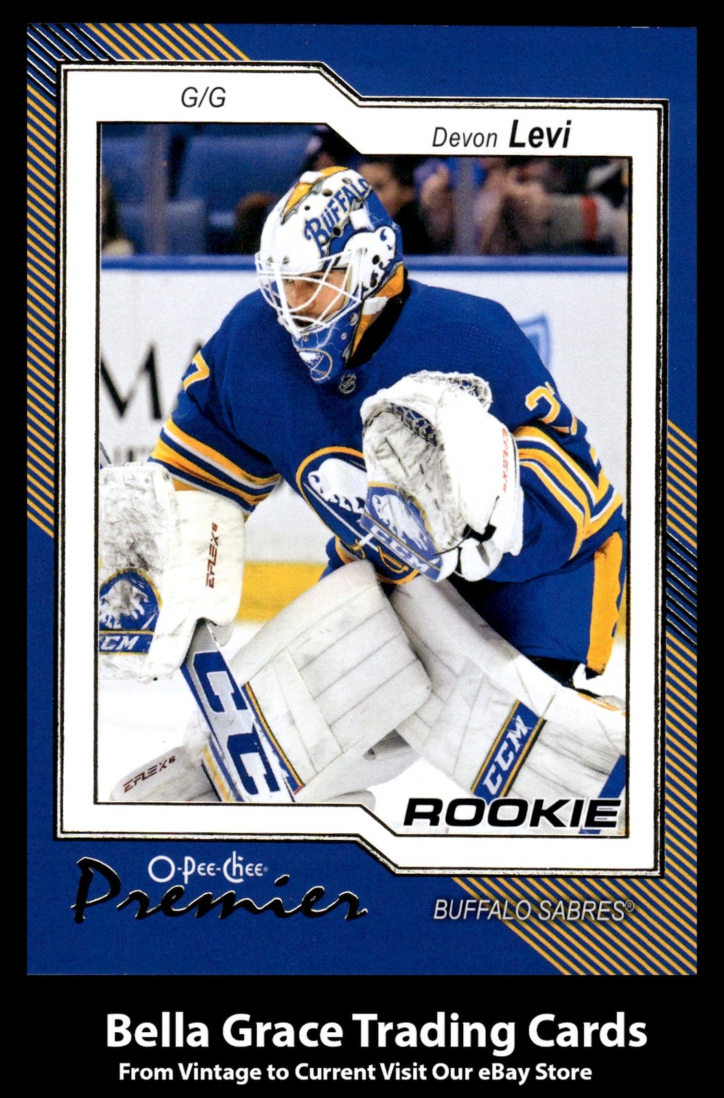 2023-24 O-Pee-Chee Premier Devon Levi #P-84 Buffalo Sabres Blue Border NHL Hocke