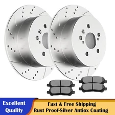 REAR Slotted Brake Rotors Ceramic Pads Fit 2008 - 2014 Toyota Highlander Brakes