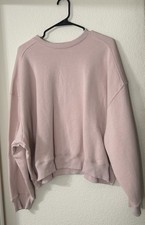 pink nuuds Women s fleece pullover crewneck sweatshirt long sleeve L