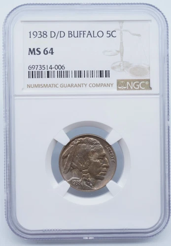 1938 D/D Buffalo Nickel 5C NGC MS 64 - U1990