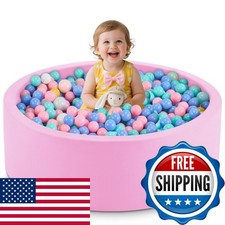 Aunekiv 35.4" x 11.8" Foam Ball Pit - Pink