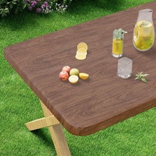 Rectangle Vinyl Tablecloth, Fitted Table Cover, Waterproof, Elastic Edge,