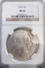 SILVER 1923 P MS64 PEACE DOLLAR GRADED NGC $1 US