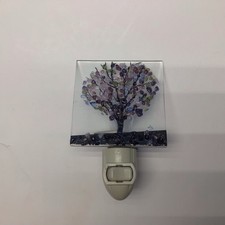 Stained Glass Night Light Autumn Fall Tree Nature Cabin Plug in nightlight 3X3