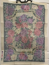 Vintage Latch Hook Yarn Floral Design Rug Canvas Only Need Yarn Size 45" x 34"