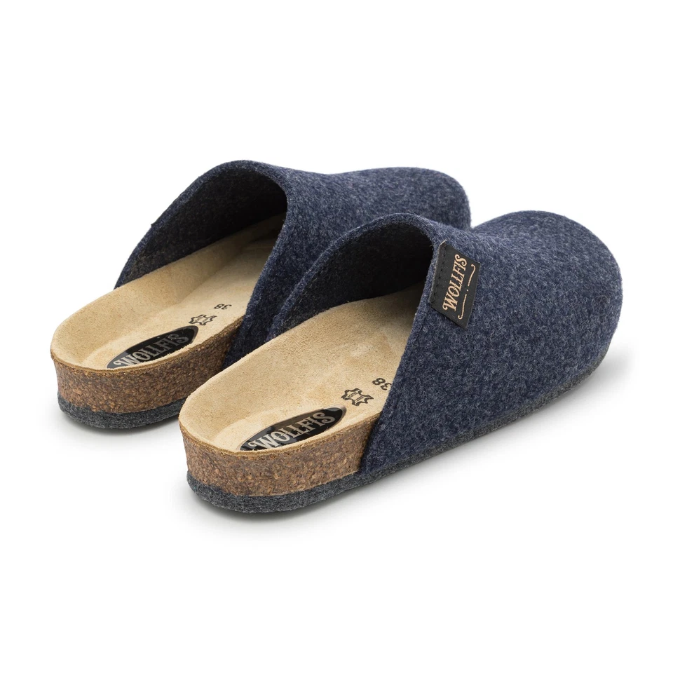 Bio Filzclogs Herren Filz Hausschuhe Korkfußbett Filzpantoffeln Pantoffel Marine - Bild 3 von 4