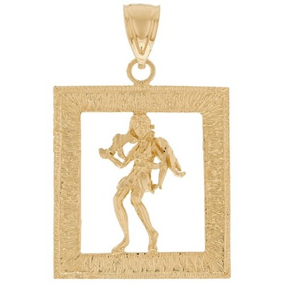 10k oder 14k Gelbgold Jungfrau Unisex Sternzeichen August September Quadrat Anhänger