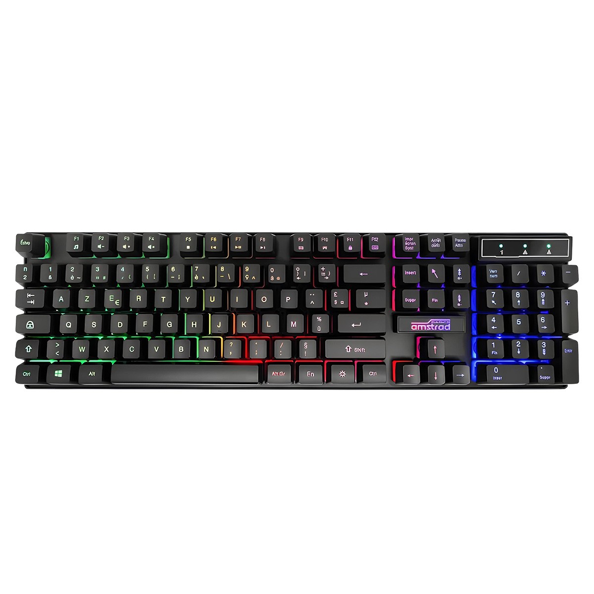 Clavier gamer pro filaire Amstrad AZERTY avec rétroéclairage RGB pour PC