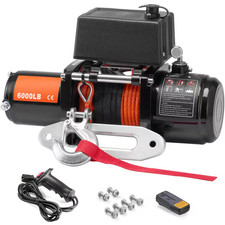Electric Winch, 6000 Lbs., 12V DC Truck Winch with Φ1/4 In. X 55 Ft. Synthetic R