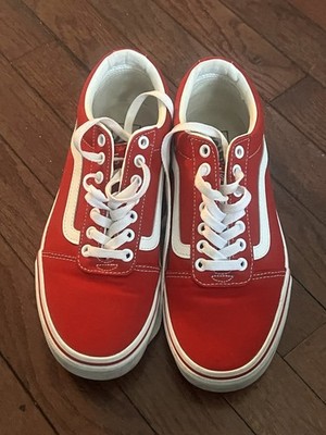 VANS Old Skool Red White Canvas Lightweight Men's Casual Sneakers