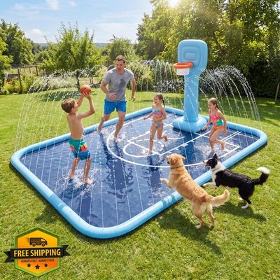 Qmioti Splash Pad Kids Dogs 138x118'' Sprinkler