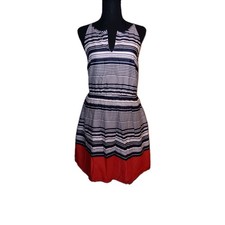 Banana Republic Navy White Coral Striped Dress Size 2