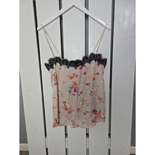 Zara Women Dainty Camisole Tank Top Pink Floral Eyelash Lace Trim Small
