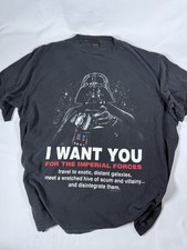 VTG Star Wars Shirt Men's XXL Darth Vader Black I Want You 90s 1996 USA Faded