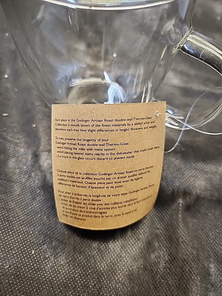 Taza de té de vidrio aislante de doble pared con mango de 16 oz Foto 4 de 4