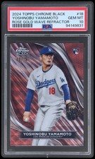 2024 Topps Chrome Black Yoshinobu Yamamoto #18 PSA 10 Rose Gold Wave Refractor
