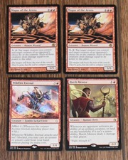 MTG 4x Red Rare Creature Magus of the Arena, Wildfire Eternal & Harsh Mentor