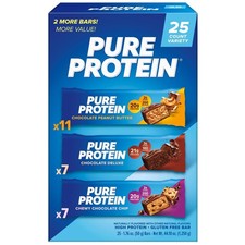 Pure Protein Bars, 20-21g Protein, Variety Pack, 1.76 Ounce 25 Count