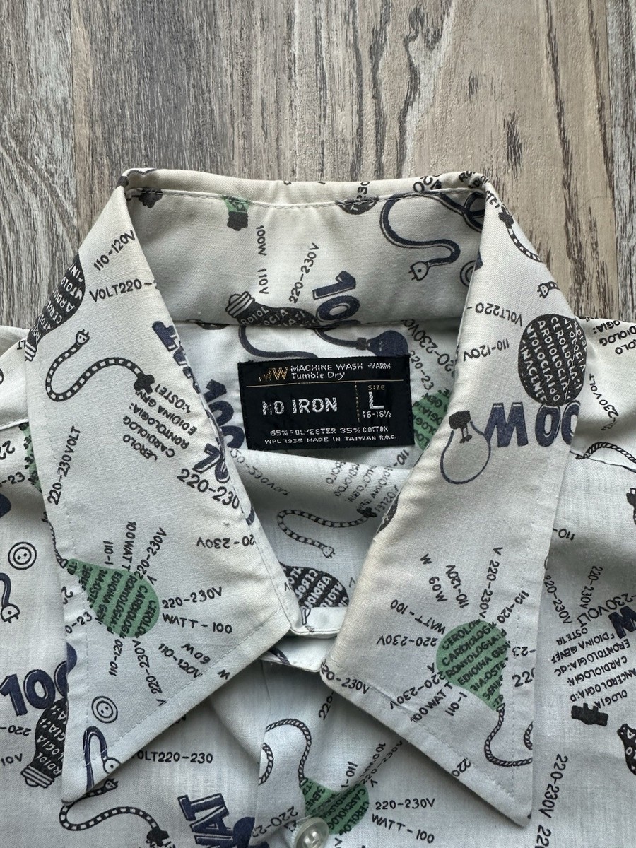Vintage 80s Montgomery Ward Button Up Men’s Shirt Electrical Symbols & Formulas View 2