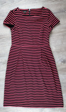 Talbots Women's Size 2 Pink Black Striped Pleated Dress Zip Stretch Short Sleeve
