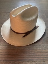 10X SHANTUNG STRAW OPEN ROAD WESTERN HAT T1 TOAST COLOR SIZE 6 7/8