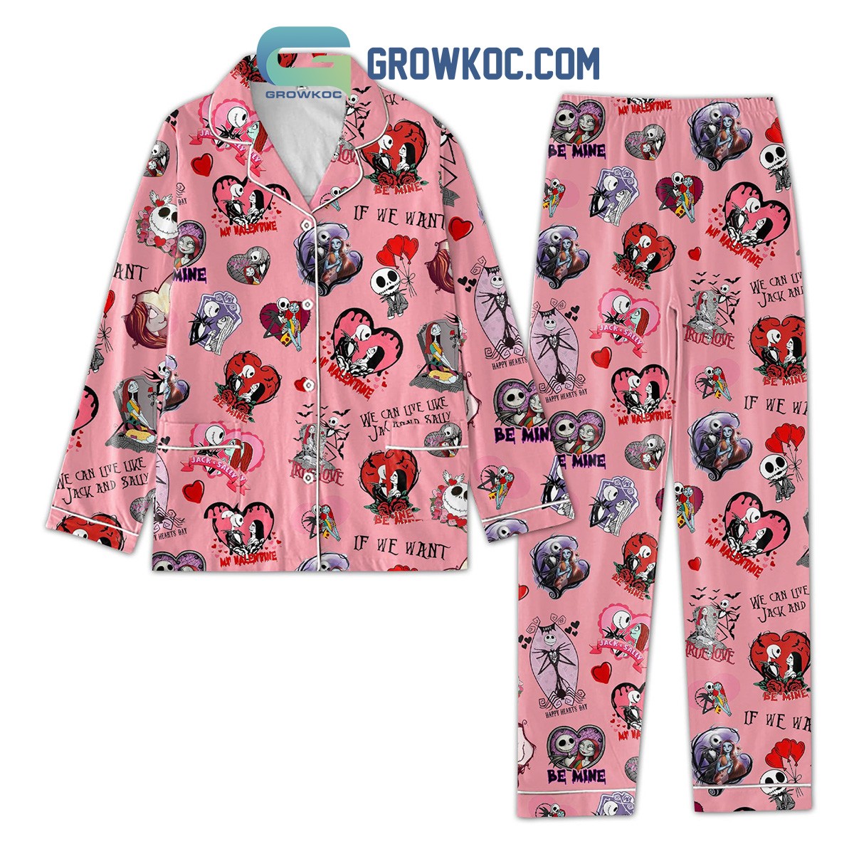 Valentine's Night Before Christmas Cozy Polyester Pajama Set for Fans  