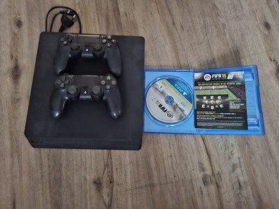 Sony PlayStation 4 Slim Schwarz mit FIFA 15 und 2 Controllern, HDMI, Wi-Fi