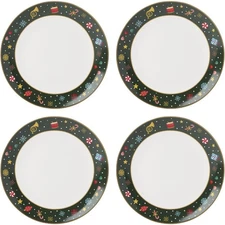 Dinnerware Set for 4 Nutcracker Ballet Themed Porcelain Plates Microwave and