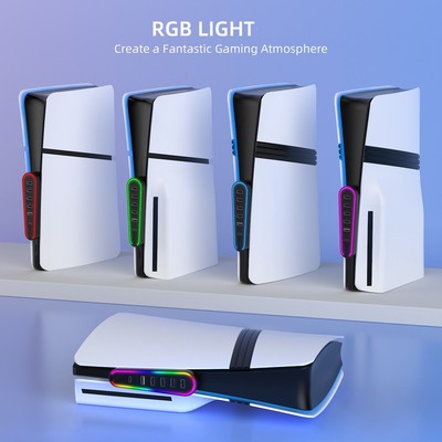 Für PS5 Pro Slim kompatibler USB Hub mit 6 Anschlüssen und stylischem RGB Lich